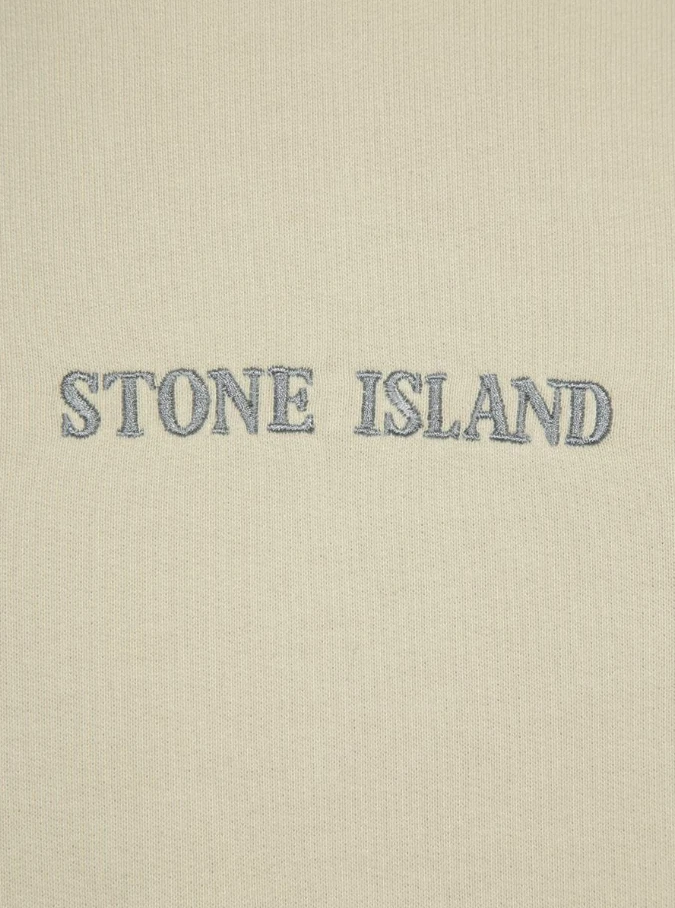 "Stone Island" Hoodie beige à logo brodé en coton pour homme