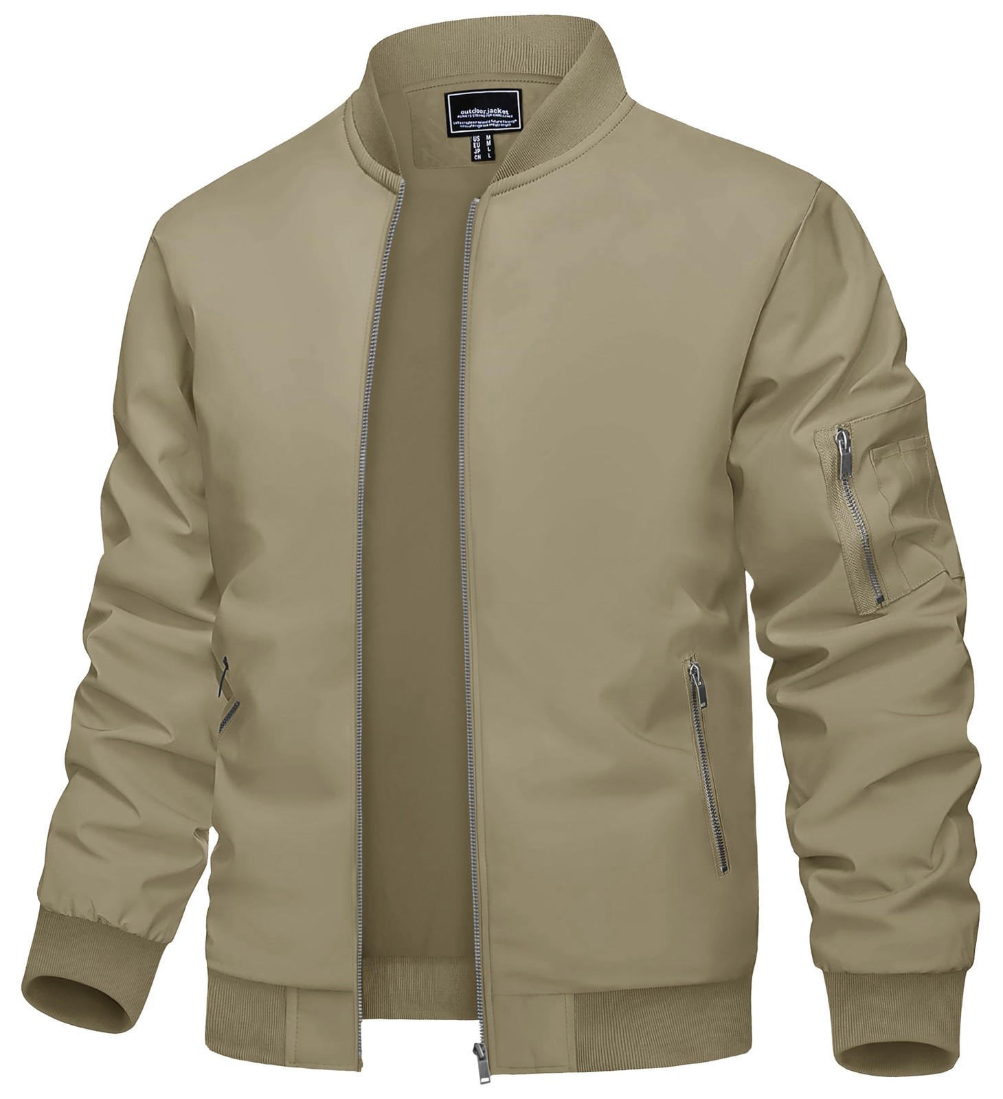 Veste Homme Mi Saison Legere Casual Coupe Vent Noir en Nylon
