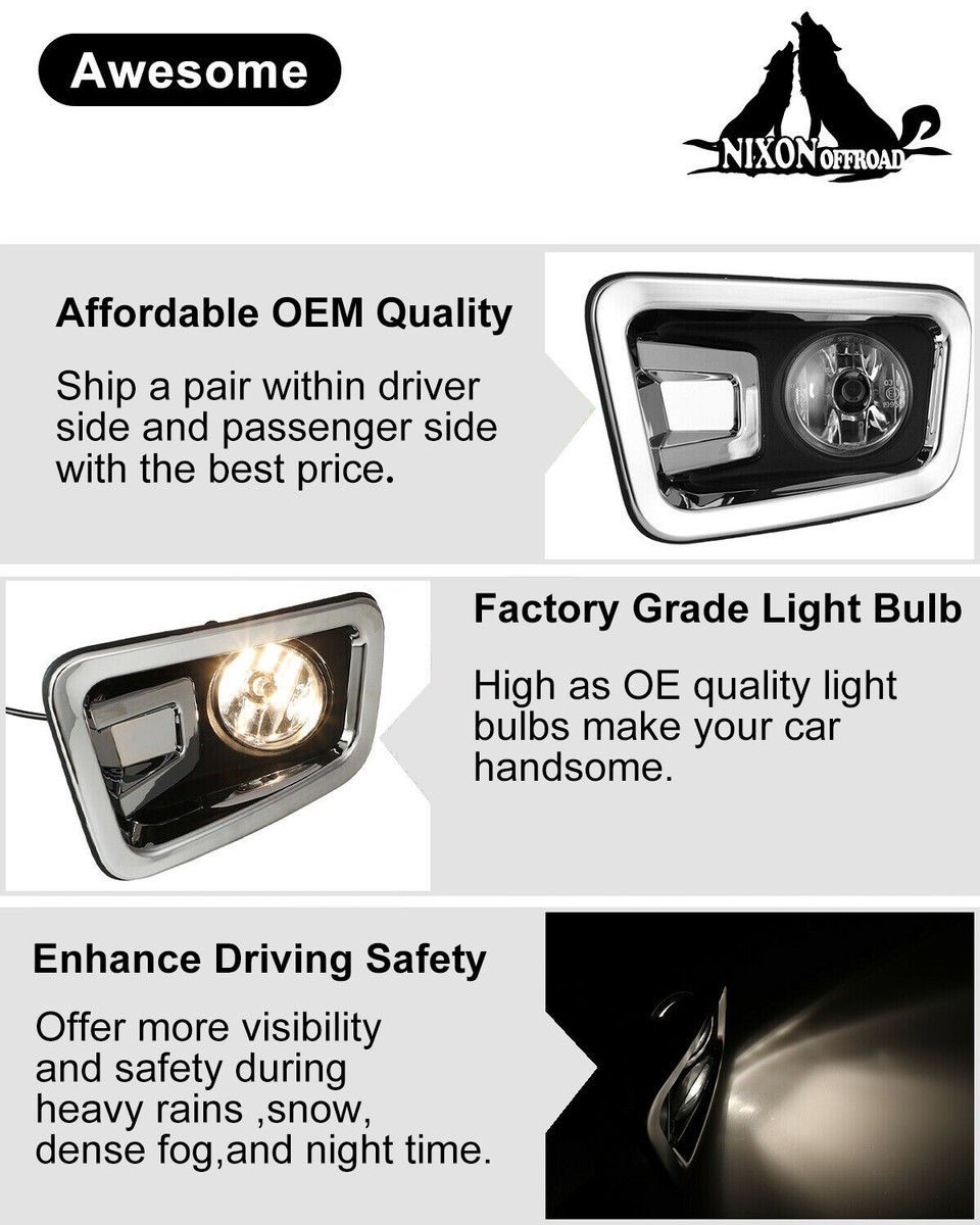 Fog Lights For 2016 2017 2018 2019 Nissan Titan XD Driving Bumper