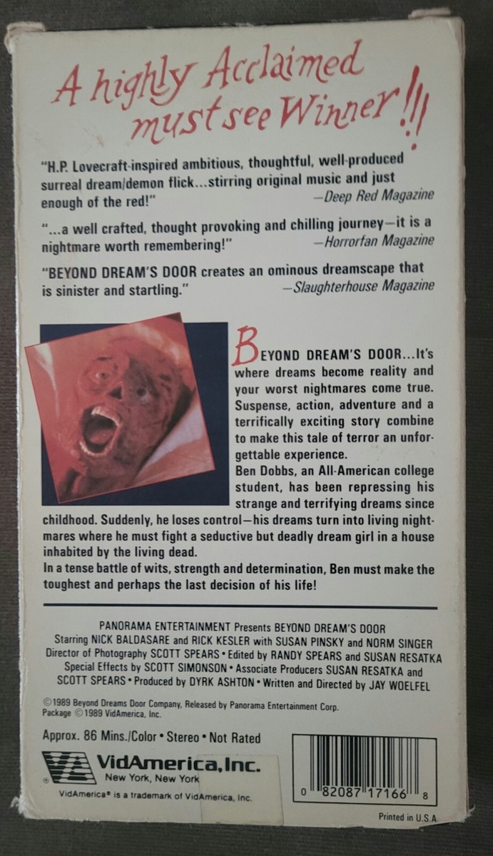 BEYOND DREAM'S DOOR 1989 VHS HTF VID AMERICA HORROR EUC RARE