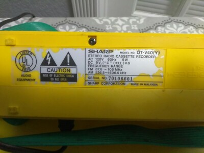 VINTAGE SHARP QT-V40 (YL) + QT- F40 (GY) STEREO RADIO CASSETTE