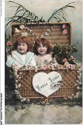 POSTCARD / CARTE POSTALE / FANTAISIE GAUFREE / BONNE ANNEE / FLORE
