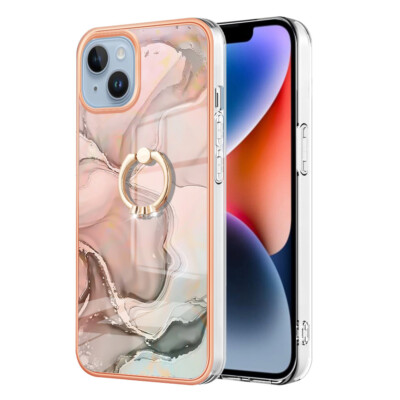 Silikon Back Case Handyhülle für iPhone 12 13 14 Pro Max 14 8 Ring Marmor Muster