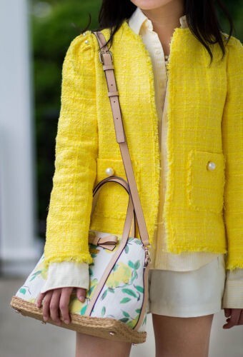 ZARA YELLOW TWEED JACKET BLAZER COAT 