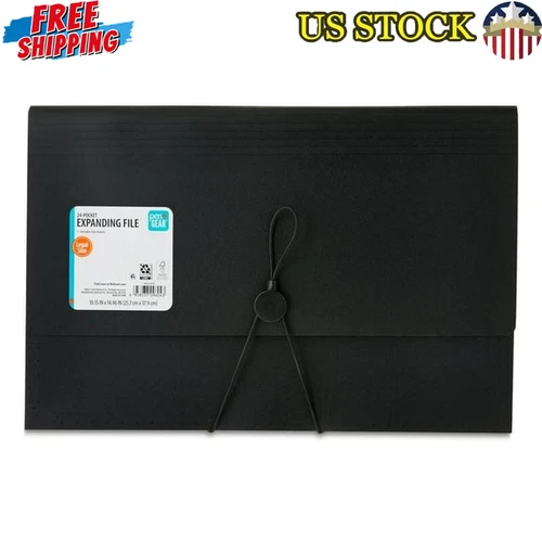 24-Pocket Expanding File Organizer Durable Poly Document Storage Secure Closure
