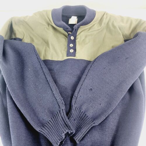 Filson Henley Guide Sweater Shooting Wool Warm Large L Navy Style No. 710 - Picture 7 of 8