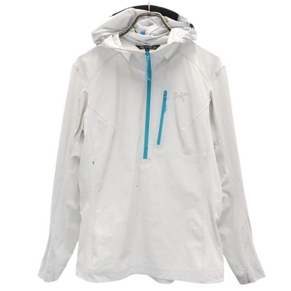 Giacca outdoor mezza zip logo misto nylon ARC'TERYX M grigio pullover cappuccio donna