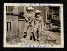 1920s 2 HANDSOME LITTLE GUYS SPIFFY SUITS STEPS OLD/VINTAGE PHOTO SNAPSHOT- D397