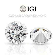 2 Ct IGI Certified Natural Round Cut Lab Grown CVD Diamond D Color VVS2 Clarity