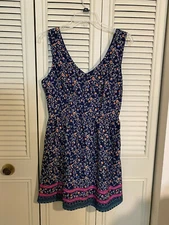NWT One Clothing Blue Floral Lined mini Dress Women's Size Medium M NEW!