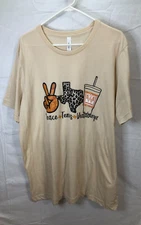 Canvas Peace Texas Whataburger Cream Beige short sleeve t-shirt XL Bella Top