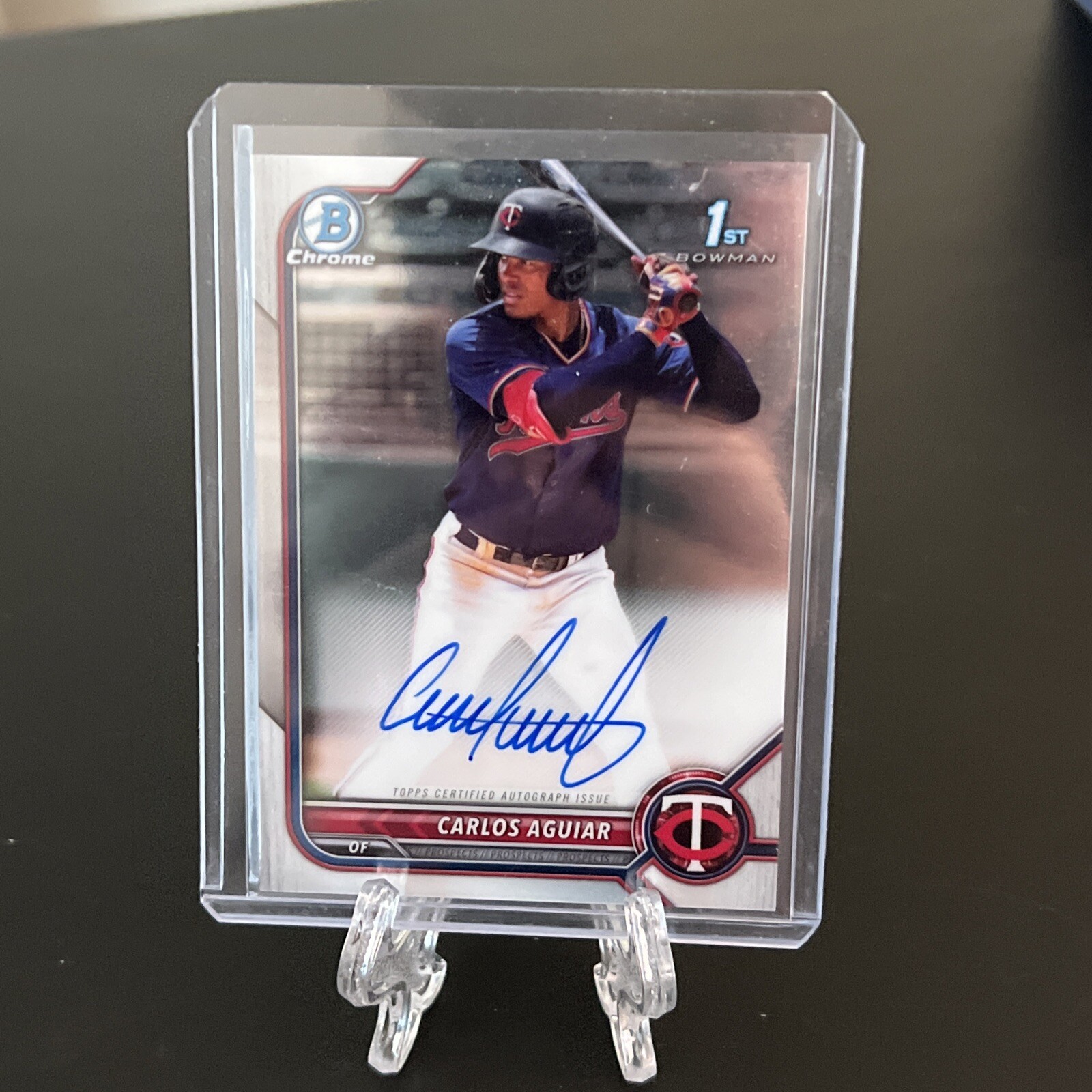 CARLOS AGUIAR 2022 Bowman Chrome 1st Autograph Base Twins Auto #CPA-CA