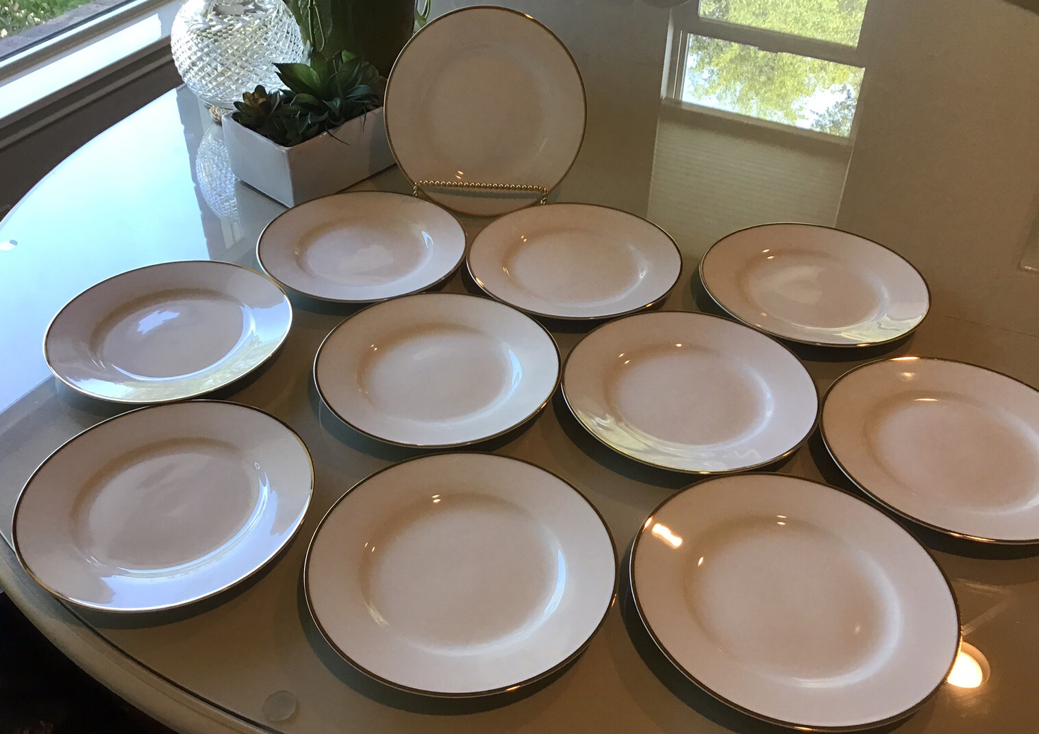 2 Beautiful Gold Banded Salad Plates Linen-n-Things 8
