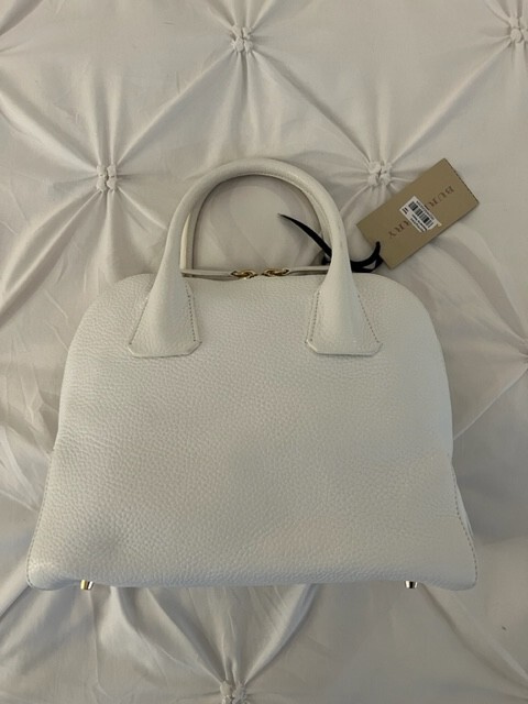 New w Tag Authentic Burberry White Greenwood Bowling Small Handbag