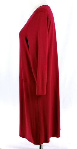 Eileen Fisher Womens Size PL Red Stretch Viscose 3/4 Sleeve Shift Dress - Picture 3 of 6