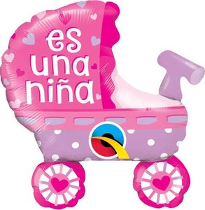 Qualatex Es Un Nino Cochecito De Bebe Rosado 14 Globos De Relleno De Aire X 2 Ebay