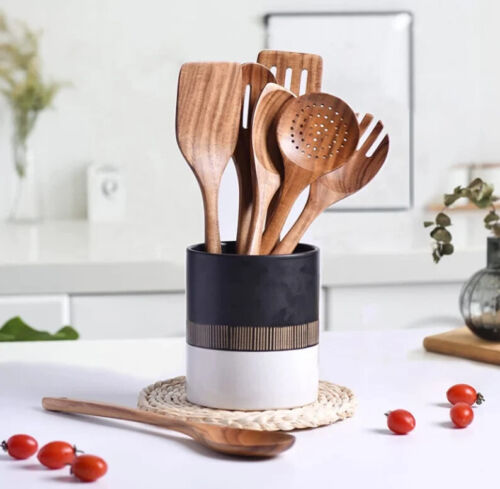 Holz Geschenk, Nicht Giftig Teakholz Holz Kitchen Utensilien Set - Bild 3 von 5