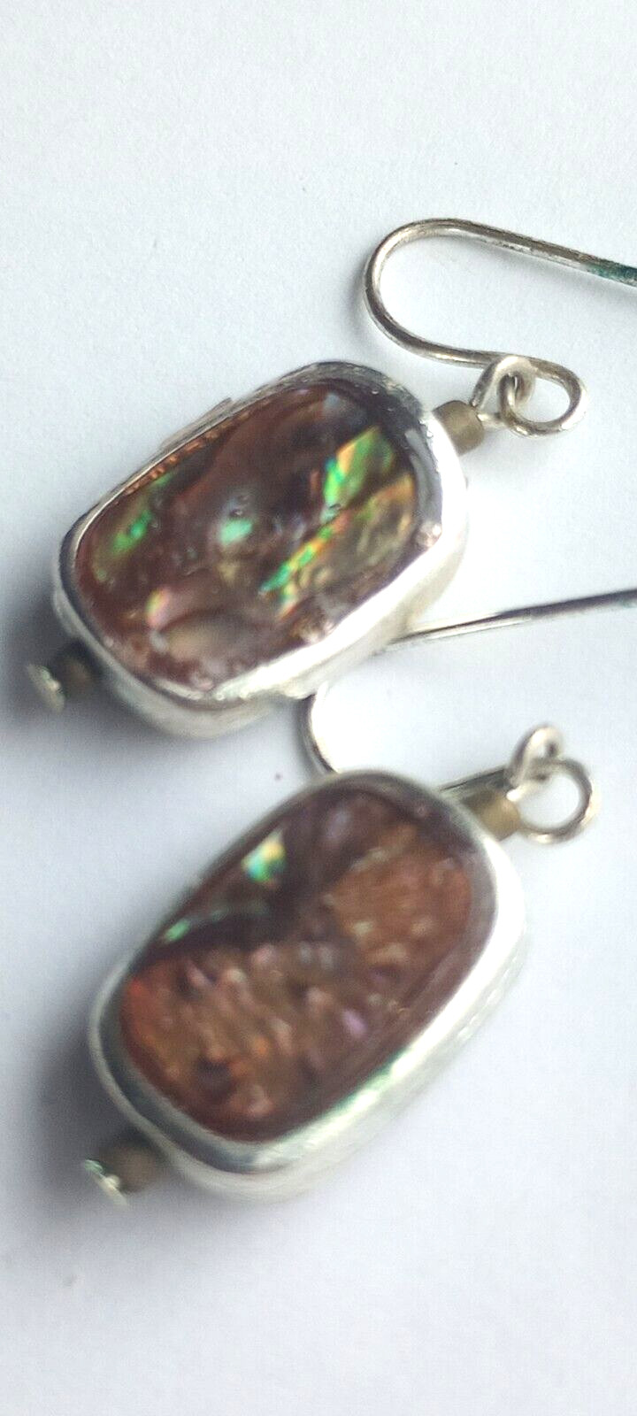 Abalone Shell Hook Earrings Dangle Drop Chunky Be… - image 3