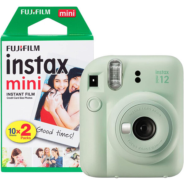 Fujifilm Instax Mini 12 Green + 1 Pellicola da 20 foto, Fotocamera a stampa imme