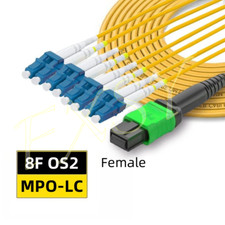 1-5M MPO Female to 4 LC 8F OS2 SM Optical Fiber Breakout Jumper Cable Type B
