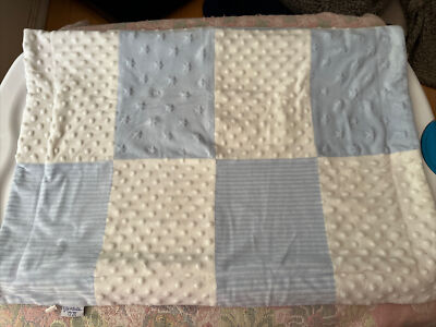 Kyle Deena Baby Blanket Blue White Minky Dot Patchwork Security Lovey  Stars $$