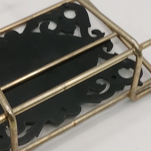 Black Gold Vtg Fruit Bowl Design NAPKIN or Letter HOLDER Plastic Metal 5 in - Picture 13 of 14