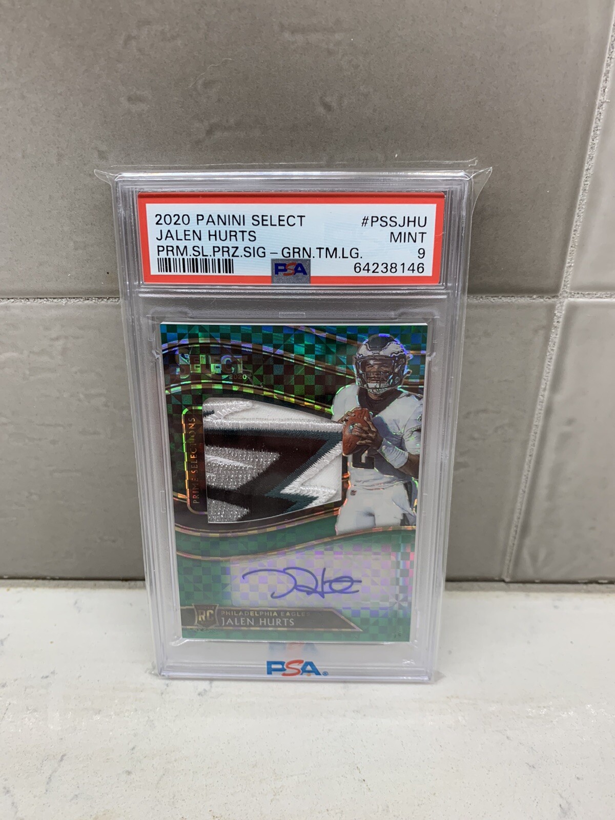 Jalen Hurts Panini Select Prime Selections Prizm Signatures #PSSJHU Green Team Logo