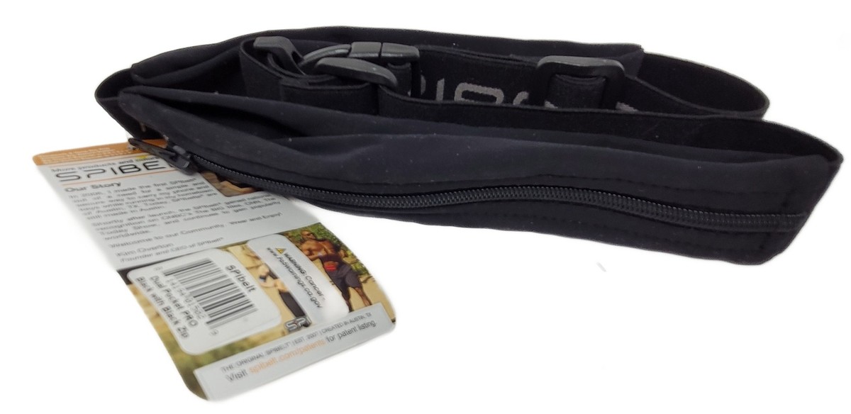 SPIbelt Dual Pocket PRO Running Belt, Black, Phone Case Holder for