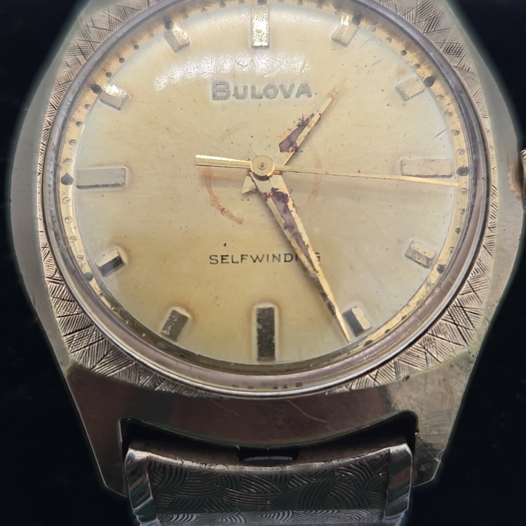 Vintage M6 1966 Bulova Unisex Gold Tone Automatic Etched Vintage M6 1966 Bulova Unisex Gold Tone Automatic Etched