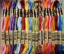 DMC Floss Variegated 18 Skeins 6 Strand Embroidery Thread colors listed new