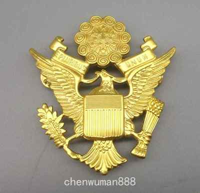 Wwii Era Us Officer Army E Pluribus Unum Eagle Crest Emblem Cap