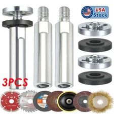3Pc Angle Grinder Extension Connecting Rod Grinding Connection Shaft W/Nuts Tool