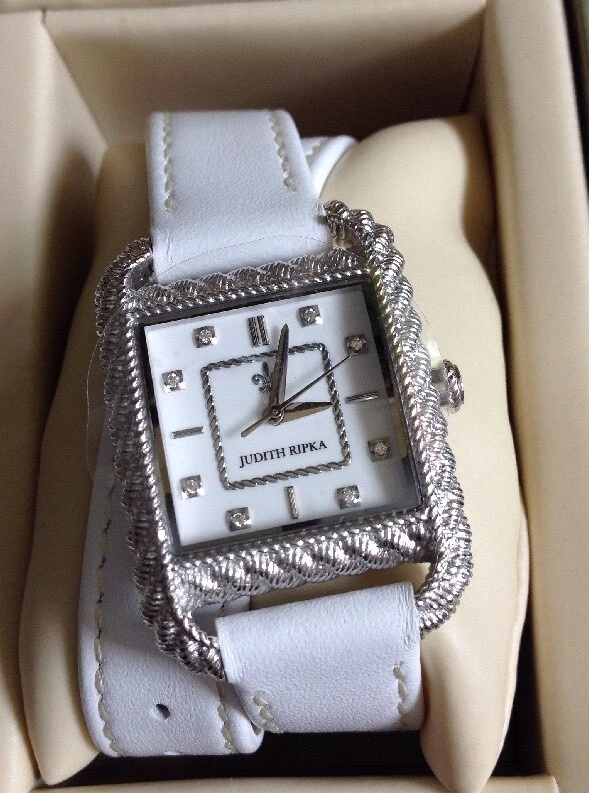 Judith Ripka Double Wrap Leather Strap Watch in WHITE - Image 2 of 4