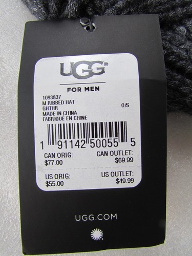 UGG Hat Knit Ribbed Beanie Grey Heather Unisex New $55 - Picture 7 of 7
