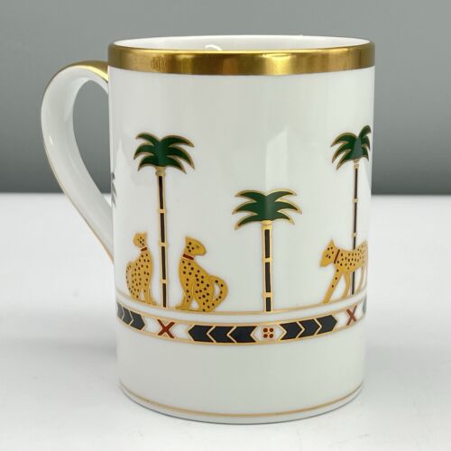 Set 6 CHRISTIAN DIOR Casablanca MUGS Minty LEOPARDS PALM TREES Gold Trim UNUSED - Picture 18 of 24