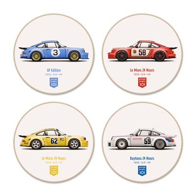1974 Classic 3.0 RSR Illustration Fridge Magnet / Coaster - Set of 4