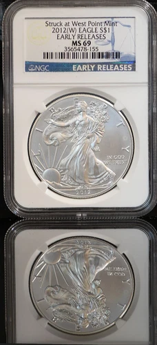 2012 W American Silver Eagle S $1 NGC MS69 Struck West Point Mint Early Releases