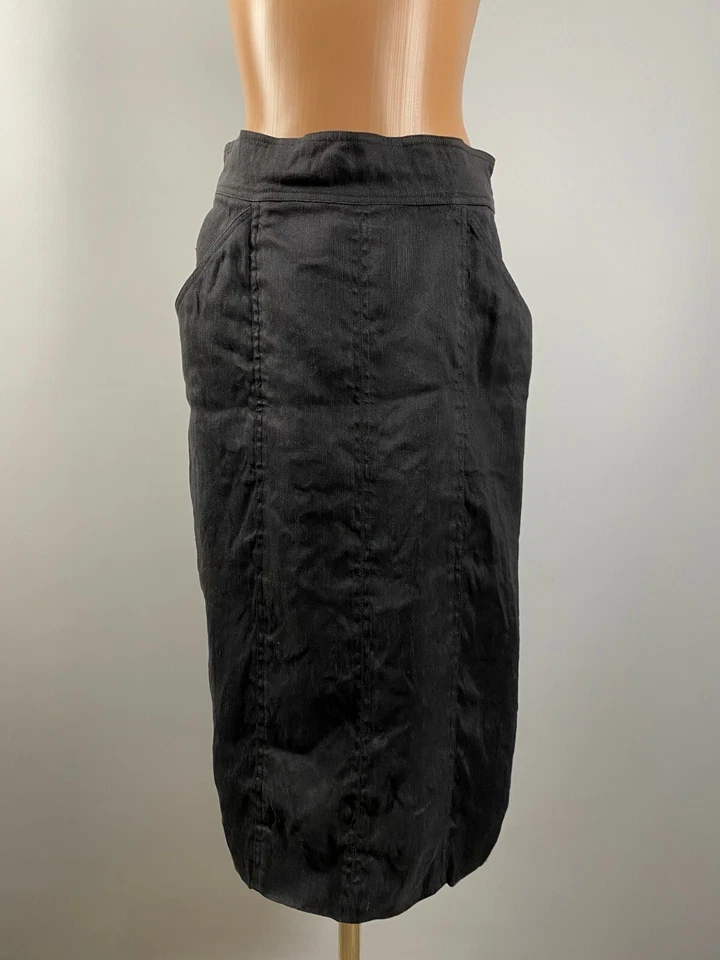 Falda de lino negra ultra rara vintage FENDI 365 FF para mujer de colección talla 48 Foto 3 de 4