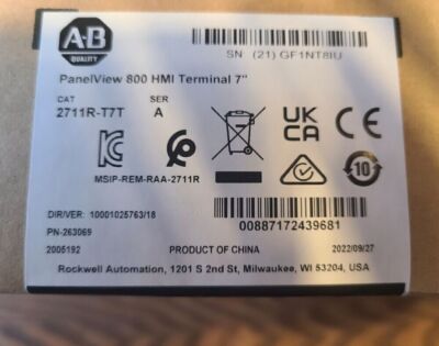 New Sealed AB 2711R-T7T PANELVIEW 800 7-INCH HMI TERMINAL AB 2711RT7T AB PLC US
