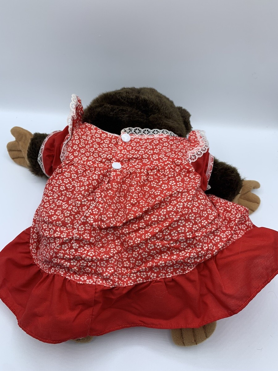 Hosung Julious Chimpanzee Monkey Hand Puppet Red Dress BowToy 1994