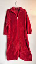 Jasmine Rose Long Red Robe Full Front Zip House Coat Cozy Plush Granny Core