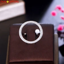 White Gold Plated Cubic Zirconia Round Pearl Wedding Ring Thanxgiving Day Gift