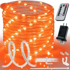 Orange 8-Mode LED Outdoor Waterproof Rope Light 10' 20' 25' 50' 100' 150' ft