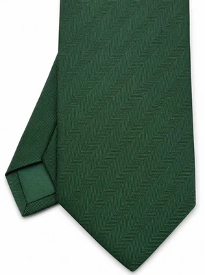E. Marinella Napoli Green Silk Tie Herringbone Made in Italy New - Bild 1 von 4