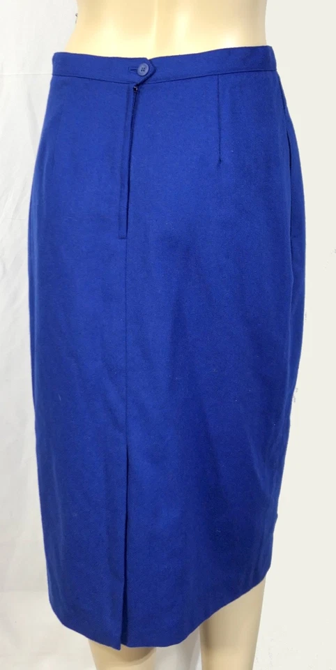Falda lápiz recta vintage años 80 90 eléctrica azul mezcla lana Sasoon L Foto 2 de 4