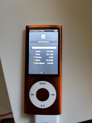 Apple iPod Nano 5th Gen 8GB A1320 Orange NEEDS BATTERY With Songs