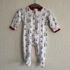 Kissy Kissy Pima Cotton Christmas Santa Footed Sleeper Pajamas 0-3 Months
