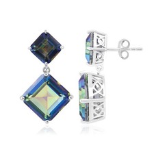 Mystischer Blauer Quarz Sterling Silber Ohrringe