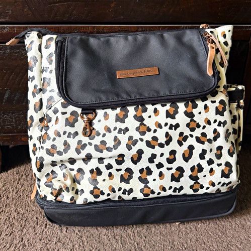 Petunia Pickle Bottom Leopard Print Backpack Diaper Bag w/ Changing Pad, Zipper