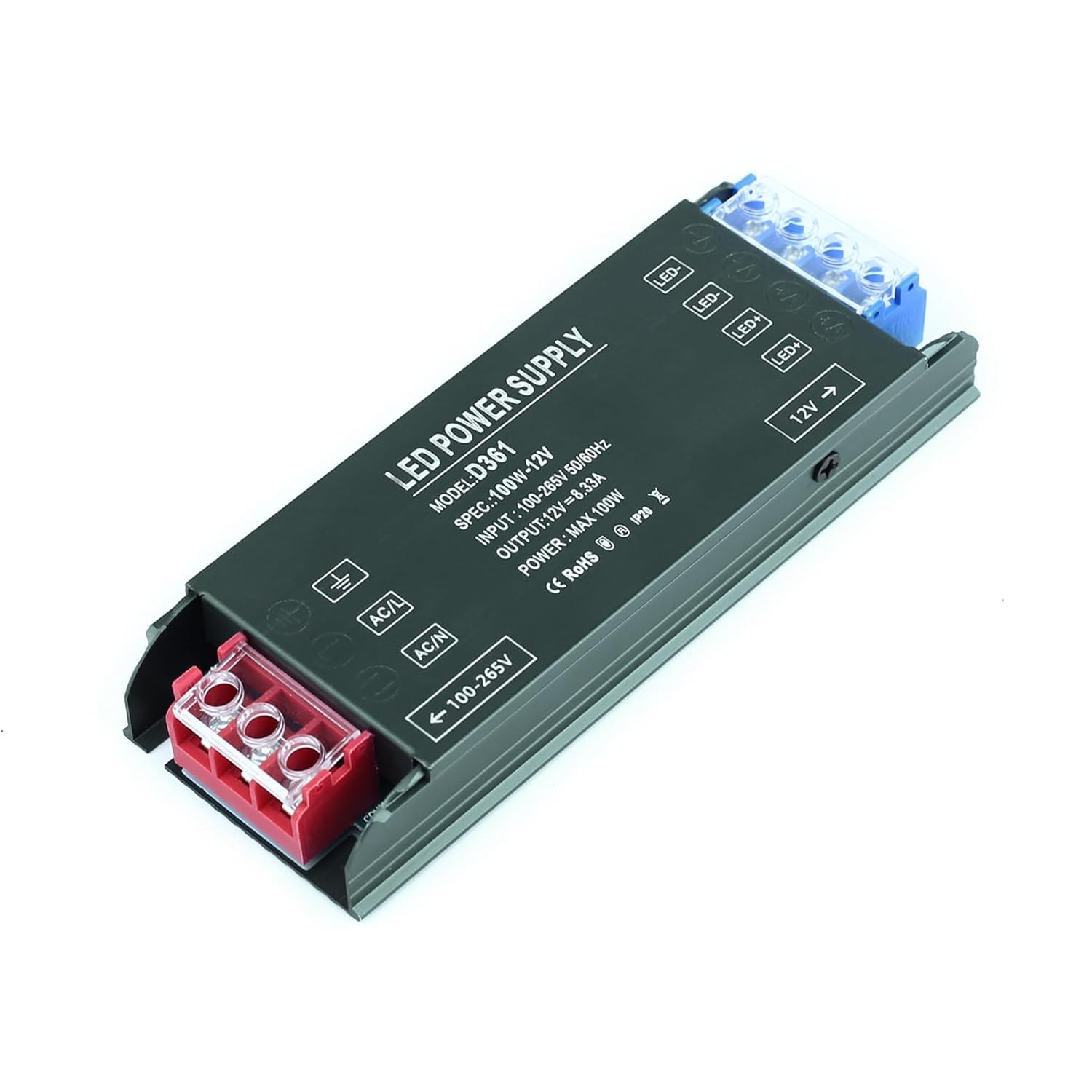 Alimentatore Switching 12V 100W 8.33A: Trasformatore 220V-12V DC Professionale
